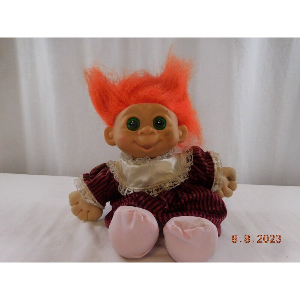 VTG 1992 MT Multi Toys Corp‎ Troll Doll Orange Hair Outfit 11.5" Plush Toy
